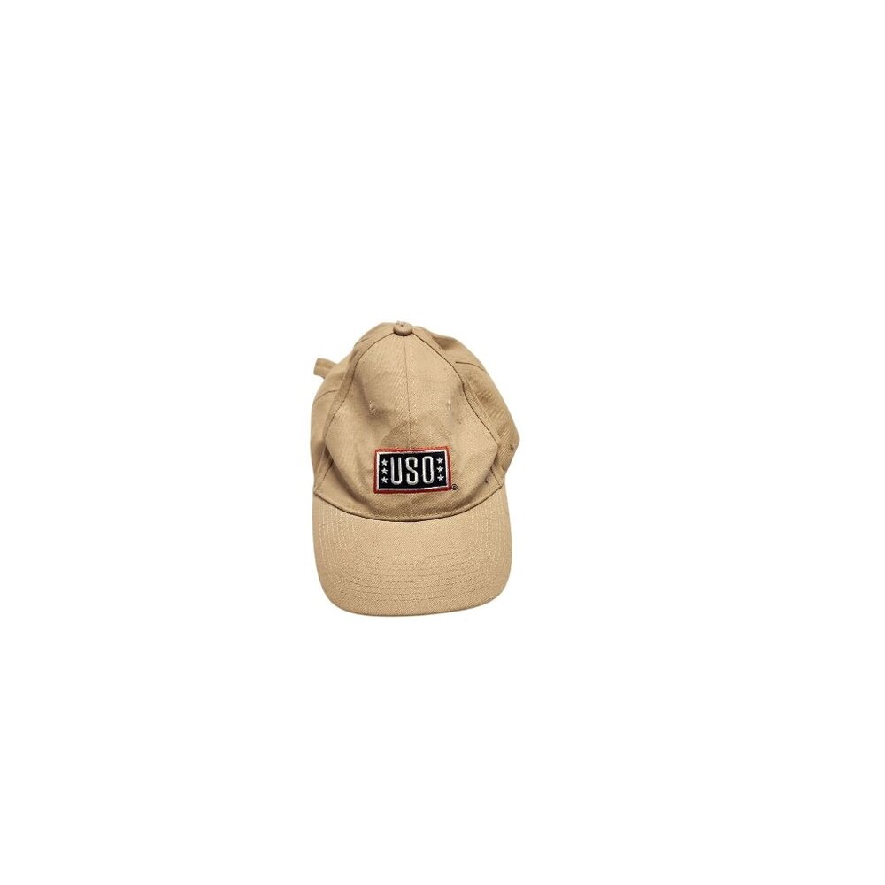 Vinatage USO Khaki Baseball Cap With "Support Our Heroes" Embroidery & Adjustabl